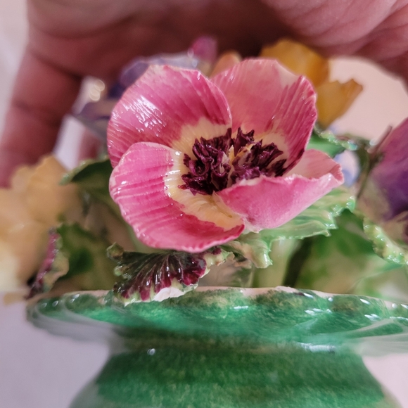 Vintage Crown Staffordshire Bone China Colorful Floral Bouquet ~ Pretty w/ FLAWS - Picture 12 of 16